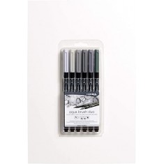 AQUA BRUSH SET 6 COLORES GRISES LYRA